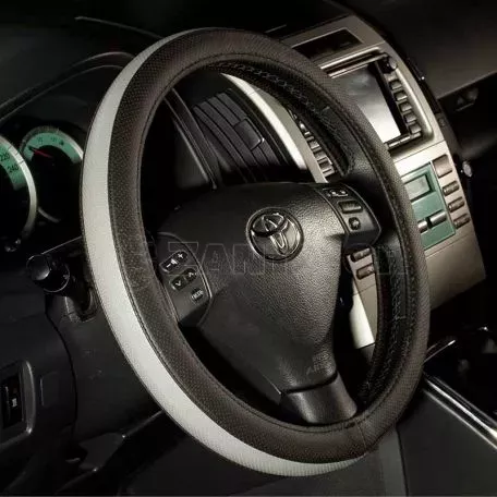 Κάλυμμα Τιμονιού Αυτοκινήτου Otom Easy-Fit Δερματίνη Μαύρο - Γκρι Medium 37-39cm F-61 