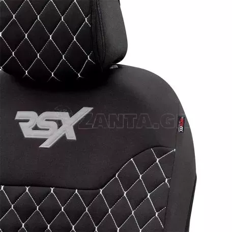 Ημικαλύμματα Μπροστινών Καθισμάτων Otom RSX Sport Ύφασμα Κεντητό Καπιτονέ Μαύρο Με Άσπρη Ραφή RSXL-101 2 Τεμάχια 