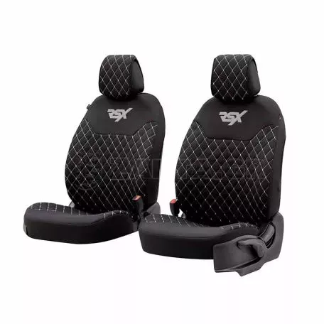 Ημικαλύμματα Μπροστινών Καθισμάτων Otom RSX Sport Ύφασμα Κεντητό Καπιτονέ Μαύρο Με Άσπρη Ραφή RSXL-101 2 Τεμάχια 