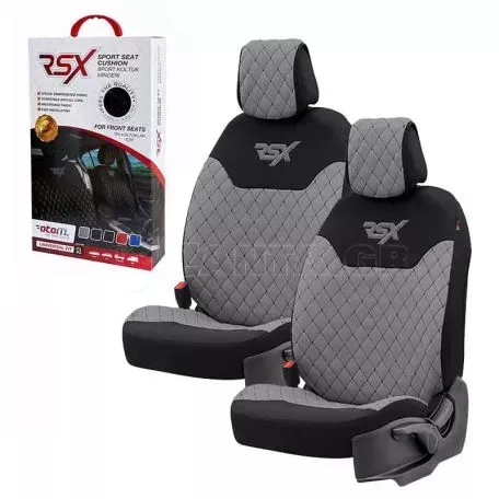 Ημικαλύμματα Μπροστινών Καθισμάτων Otom RSX Sport Ύφασμα Κεντητό Καπιτονέ Γκρι Με Μαύρη Ραφή RSXL-103 2 Τεμάχια 