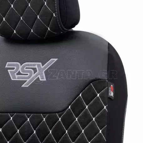 Ημικάλυμμα Αυτοκινήτου Otom RSX Diamond Sued / Δερματίνη Κεντητή Καπιτονέ Μαύρο Με Άσπρη Ραφή RSXT-102 1 Τεμάχιο 