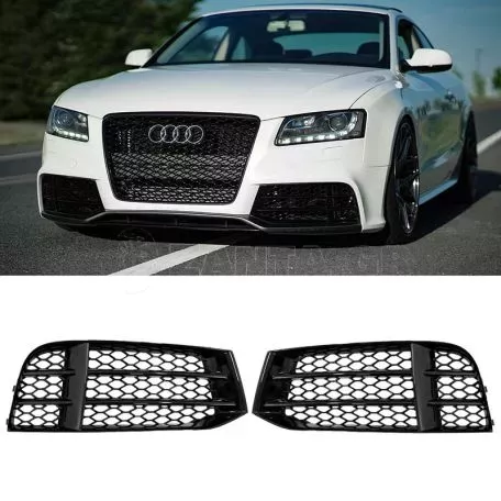 Δίχτυ Προφυλακτήρα Εμπρός Πλαινό Για Audi A5 8T 08-16 Για Τον RS5 Προφυλακτήρα Γυαλιστερό Μαύρο Αριστερό & Δεξί 2 Τεμάχια 