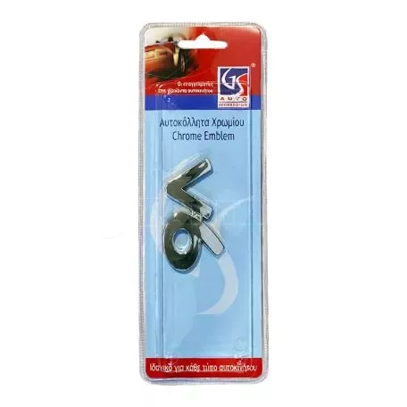 Αυτοκόλλητo Χρωμίου 3D ''V6'' 6.8cm x 3.5cm 1 Τεμάχιο 