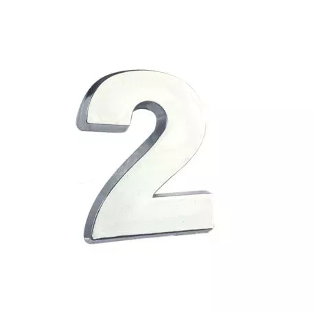 Αυτοκόλλητo Γράμμα Χρωμίου 3D ''2'' 2.7cm x 2.5cm 1 Τεμάχιο 