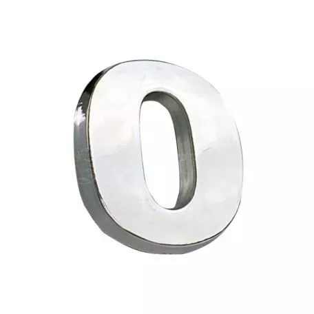 Αυτοκόλλητo Γράμμα Χρωμίου 3D ''0'' 2.7cm x 2.5cm 1 Τεμάχιο 