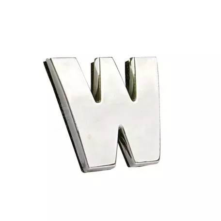 Αυτοκόλλητo Γράμμα Χρωμίου 3D ''W'' 2.7cm x 2.5cm 1 Τεμάχιο 