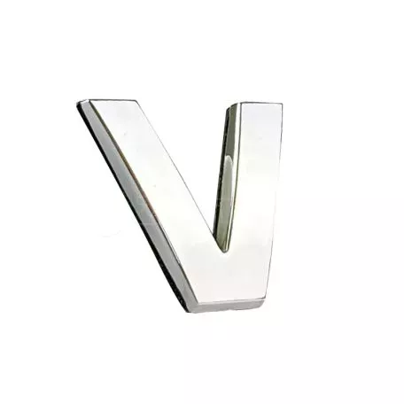 Αυτοκόλλητo Γράμμα Χρωμίου 3D ''V'' 2.7cm x 2.5cm 1 Τεμάχιο 
