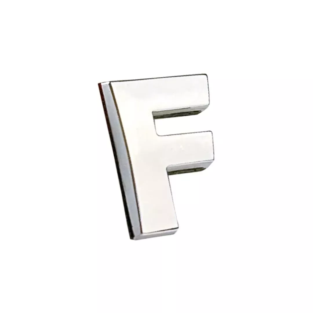 Αυτοκόλλητo Γράμμα Χρωμίου 3D ''F'' 2.7cm x 2.5cm 1 Τεμάχιο