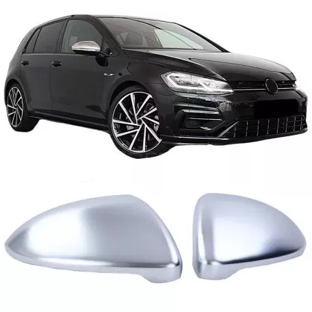 Καπάκια Καθρεφτών Για VW Golf VII (7) 12-20 / Touran 15+ Brushed Aluminium 2 Τεμάχια 