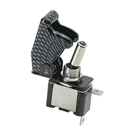 Διακόπτης Αεροπορικού Τύπου Led Μονός 12/24 Volt Φωτιζόμενος Carbon 