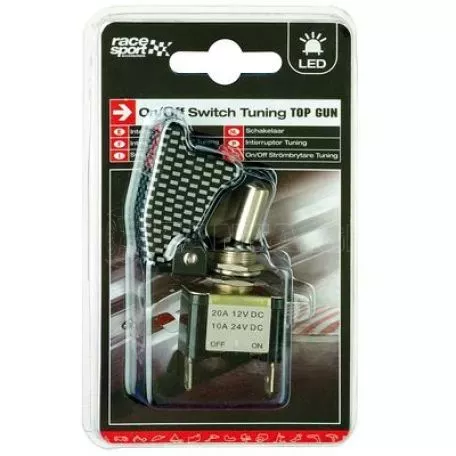 Διακόπτης Αεροπορικού Τύπου Led Μονός 12/24 Volt Φωτιζόμενος Carbon 