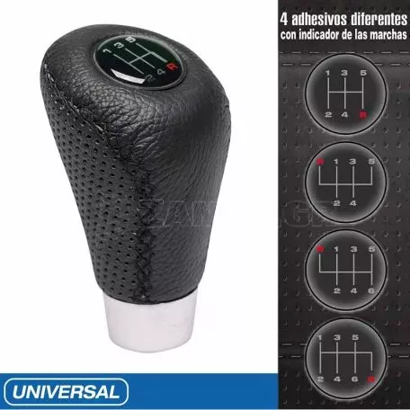 Πόμολο Λεβιέ Ταχυτήτων Universal Δερματίνη Μαύρο Με Μαύρη Ραφή Για Κανονική Όπισθεν 2505GRΒ 