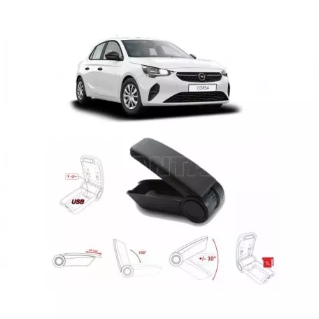 Κονσόλα Χειροφρένου Τεμπέλης Armster OE1 Με Usb Για Opel Corsa F 2020+ Χωρίς Εργοστασιακό Τεμπέλη Μαύρο Χρώμα 
