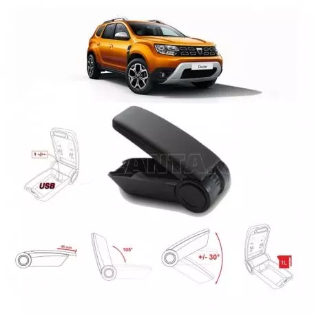 Κονσόλα Χειροφρένου Τεμπέλης Armster OE1 Με Usb Για Dacia Duster 2018+ Χωρίς Εργοστασιακό Τεμπέλη Μαύρο Χρώμα 