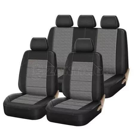 Καλύμματα Υφασμάτινα Super Fit All In One Μαύρο-Γκρι Σετ Εμπρός-Πίσω 10 Τεμάχια 