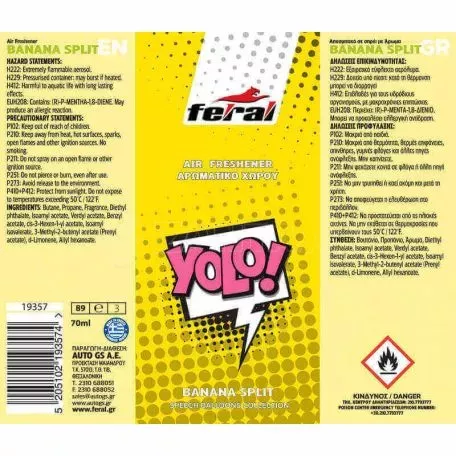 Αρωματικό Αυτοκινήτου Spray Feral Speech Collection YOLO 70ml 