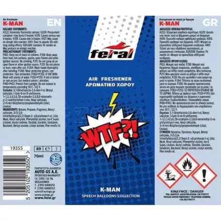 Αρωματικό Αυτοκινήτου Spray Feral Speech Collection WTF 70ml 
