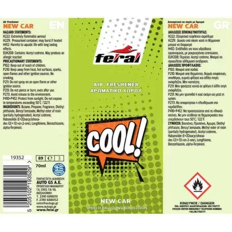 Αρωματικό Αυτοκινήτου Spray Feral Speech Collection COOL 70ml 