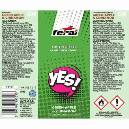 Αρωματικό Αυτοκινήτου Spray Feral Speech Collection YES 70ml 