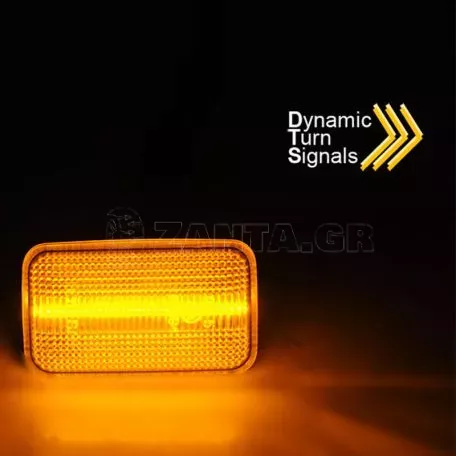 Πλαϊνά Φλας Φτερού Για VW Golf 1 / 2 74-91 / Jetta 84-91 / Corrado 88-95 Led Dynamic Φιμέ 2 Τεμάχια 