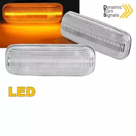 Πλαϊνά Φλας Φτερού Για Mercedes-Benz ML W163 98-02 Led Dynamic Άσπρα 2 Τεμάχια 