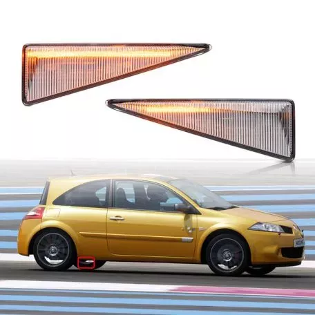 Πλαϊνά Φλας Φτερού Για Renault Megane 02-05 / Scenic 03-09 / Espace Led Dynamic Άσπρα 2 Τεμάχια 
