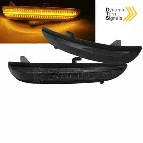 Φλας Καθρέπτη Για Citroen C3 16+ , C4 Cactus 18+ , Opel Corsa F 19+ , Peugeot 208 12-20 , 2008 13-20 Dynamic Led Canbus Μαύρο 2 Τεμάχια 