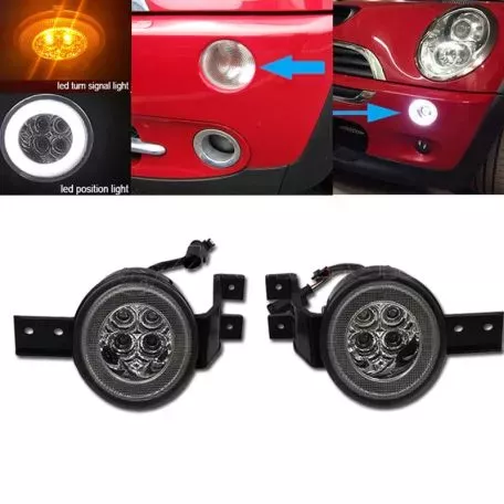 Μπροστινά Φλας Για Mini Cooper R50 / R52 / R53 01-06 Με Φώτα Θέσης Led Smoke 2 Τεμάχια 