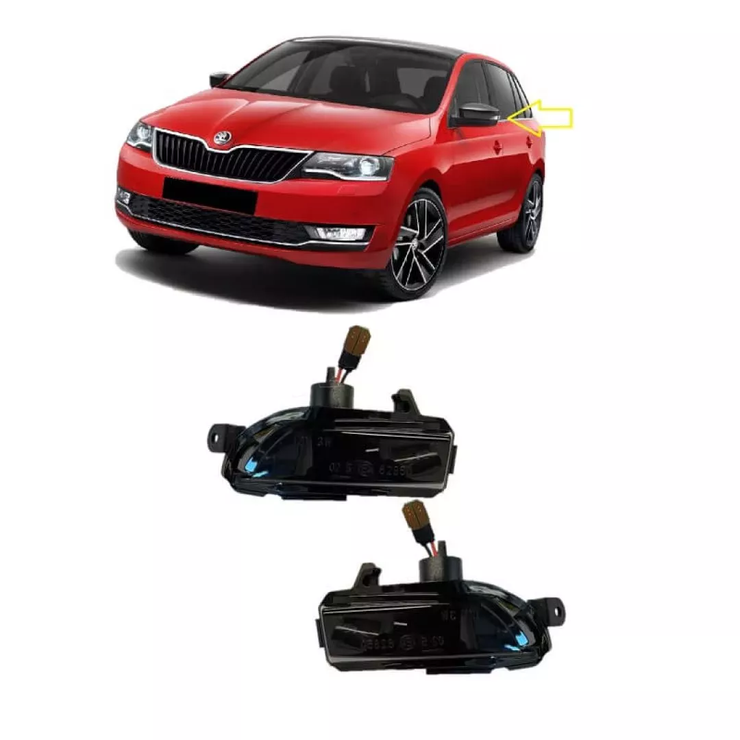 Φλας Καθρέπτη Για Skoda Rapid 12+ / Fabia 14+ / Seat Toledo 12+ Dynamic Led Φιμέ 2 Τεμάχια
