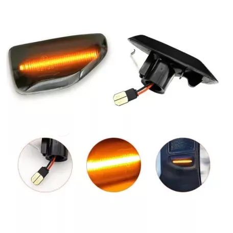 Πλαϊνά Φλας Φτερού Για Dacia Sandero 12+ / Duster 17+ / Logan 12+ Led Dynamic Φιμέ 2 Τεμάχια 