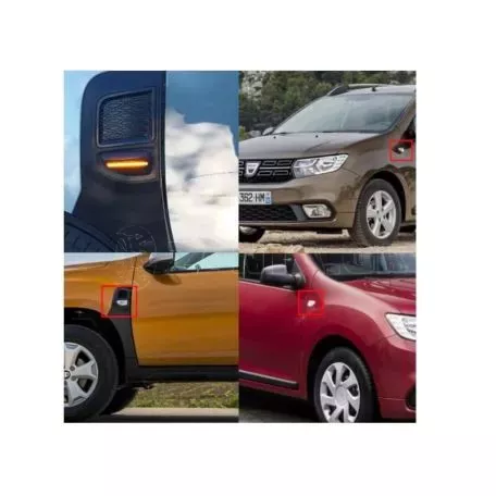Πλαϊνά Φλας Φτερού Για Dacia Sandero 12+ / Duster 17+ / Logan 12+ Led Dynamic Φιμέ 2 Τεμάχια 