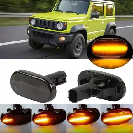Πλαϊνά Φλας Φτερού Για Suzuki Jimny JB64W 2018+ Led Dynamic Φιμέ 2 Τεμάχια 