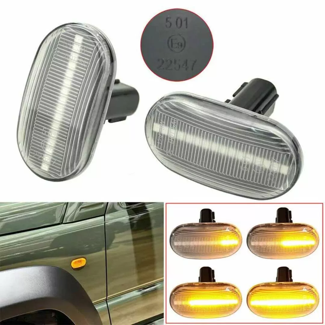 Πλαϊνά Φλας Φτερού Για Suzuki Jimny JB64W 2018+ Led Dynamic Άσπρα 2 Τεμάχια