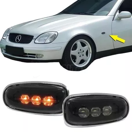 Πλαϊνά Φλας Φτερού Για Mercedes-Benz C W202 96-01 / CLK W208 97-02 / E W124 93-95 / W210 95-03 / SLK R170 96-04 / Vito W638 96-03 / Sprinter W901-W905 95-06 /  VW LT 98-06 Led Φιμέ 