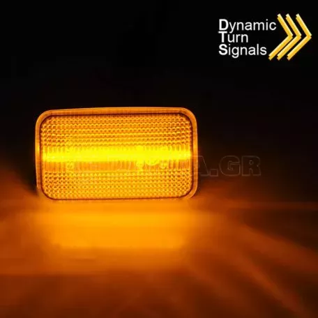 Πλαϊνά Φλας Φτερού Για VW Golf 1 / 2 74-91 / Jetta 84-91 / Corrado 88-95 Led Dynamic Λευκά 2 Τεμάχια 