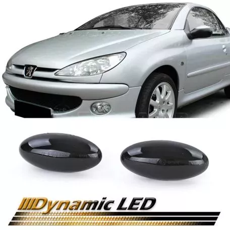 Πλαϊνά Φλας Φτερού Για Peugeot 107 / 1007 / 206 / 307 / 407 / 4007 / 607 / Partner / Citroen C2 / C3 / Xsara / Toyota Aygo Led Dynamic Smoke 2 Τεμάχια 