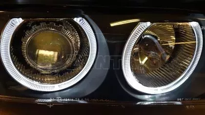 Φανάρια εμπρός angel eyes για BMW E39 (1995-2000) - μαύρα , χειρ.ρύθμιση , χωρίς λάμπες (Η7) - σετ 2τμχ. 