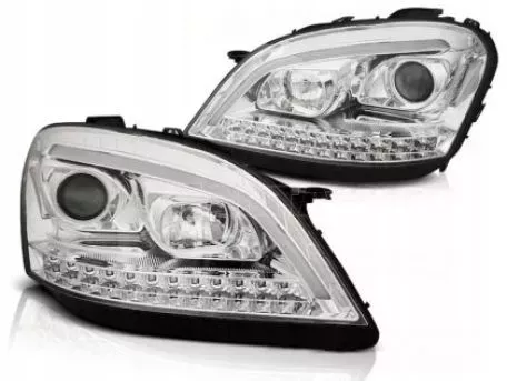 Φανάρια εμπρός led για Mercedes ML W164 (2005-2008) chrome με τρεχούμενο φλας - σετ 2τμχ. 