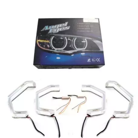 Δαχτυλίδια angel eyes για  BMW F30 - U-Design - με 2 χρώματα και λειτουργία φλας (λευκό και κίτρινο) 