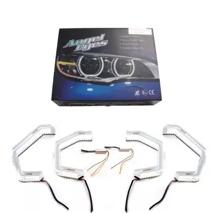 Δαχτυλίδια angel eyes για BMW F30 - U-Design - με 2 χρώματα και λειτουργία φλας (λευκό και κίτρινο)