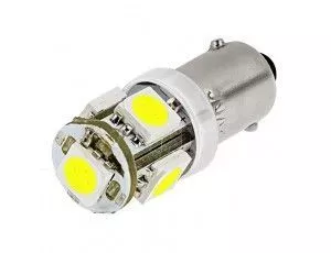 Led λάμπα τύπου BA9 με 5 SMD led 5000K εκ διαμέτρου αντίθετα - 1τμχ. 