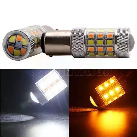 Led λάμπα BAY15D με 42 led και προτζέκτορα - συνδυαστική για φλας και φώτα ημέρας - 1τμχ. 