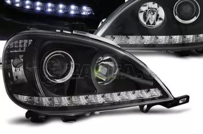 Φανάρια εμπρός led για Mercedes ML W163 (1998-2001) - μαύρα , χωρίς λάμπες (Η7) - σετ 2τμχ. 