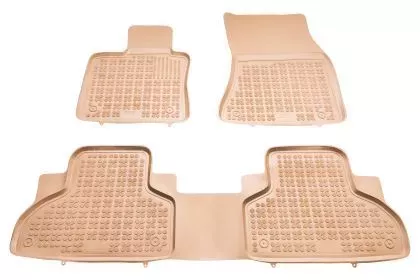 Λαστιχένια πατάκια Rezaw Plast για BMW X5 F15 (2013-2018) / BMW X6 F16 (2014-2019) - τύπου σκαφάκι - μπεζ - 3τμχ.