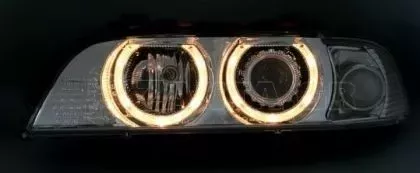 Φανάρια εμπρός angel eyes για BMW E39 (1995-2003) - μαύρα , χωρίς λάμπες (Η7) - σετ 2τμχ. 
