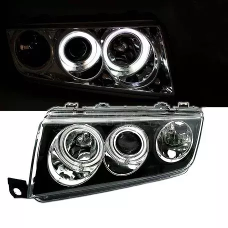 Μπροστινά Φανάρια Set Για Skoda Fabia 6Y 99-07 ccfl Angel Eyes Μαύρα H1/H1 Eagle Eyes 