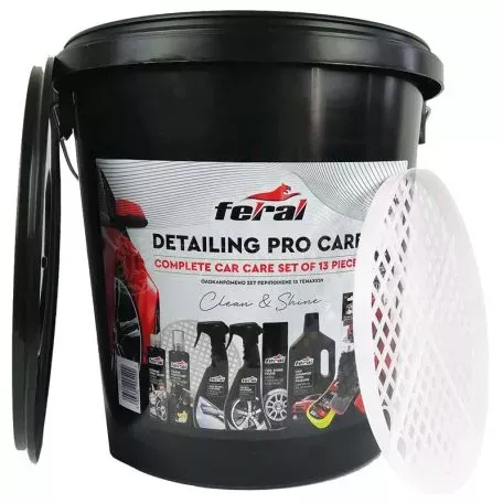 Σετ Περιποίησης Feral Detailing Pro Με Κουβά 18Lt 12 Τεμάχια 