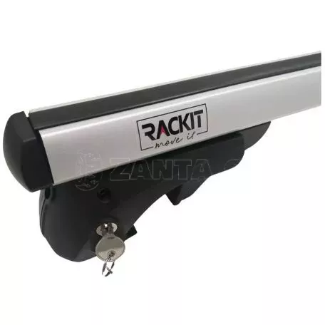 Μπάρες Οροφής Αλουμινίου Universal Rackit RK004-1 120cm Railing System Σετ Με Πόδια Και Κλειδαριά Ασημί 2 Τεμάχια 
