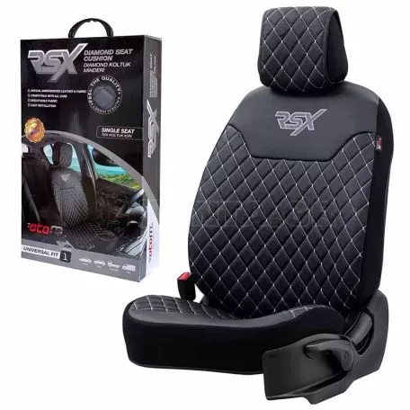Ημικάλυμμα Αυτοκινήτου Otom RSX Diamond Δερματίνη Κεντητή Καπιτονέ Μαύρο Με Άσπρη Ραφή RSXD-102 1 Τεμάχιο 