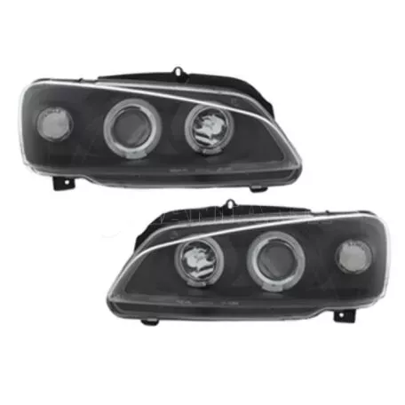 Μπροστινά Φανάρια Set Για Peugeot 106 96-03 Angel Eyes Μαύρα H1/H1 Manual JunYan 